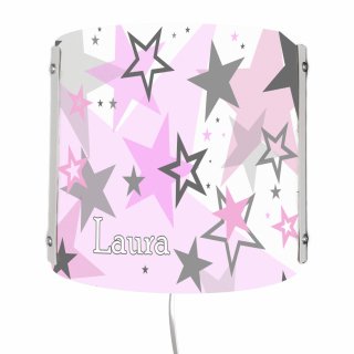 Kinderzimmer Wandlampe / Nachtlicht Sternenhimmel Farbe rosa grau