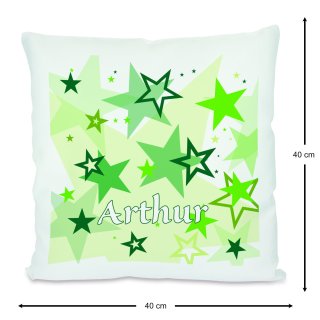 Kissen Weiß mit Polyesterfüllung Sterne grün