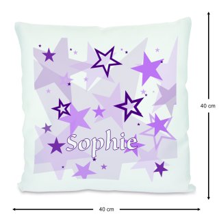 Kissen Weiß mit Polyesterfüllung Sterne lila