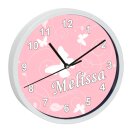 Kinder Wanduhr laufruhig mit weißen Rahmen...