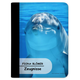 Zeugnismappe / Dokumentemappe Delfin mit Klarsichthüllen