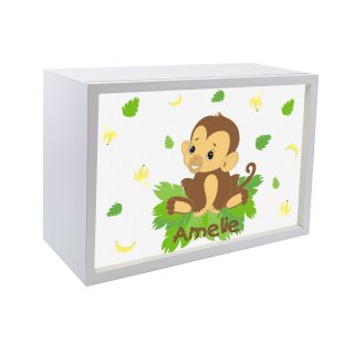 Kinder Wandlampe / Tischlampe aus Holz Motiv Affenbaby