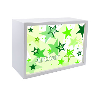 Kinder Wandlampe / Tischlampe aus Holz Buche Weiß Motiv Sternenhimmel Farbe grün