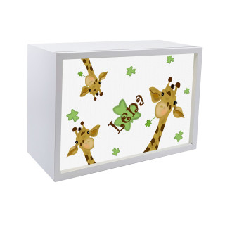 Kinder Wandlampe / Tischlampe aus Holz Buche Weiß Motiv Giraffe