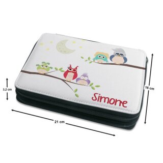 Kinder Federmäppchen Eulenfamilie
