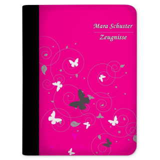 Zeugnismappe / Dokumentemappe Schmetterling Ornamente Pink