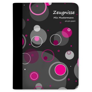 Zeugnismappe / Dokumentemappe Kreise Pink