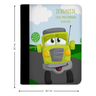 Zeugnismappe / Dokumentemappe Auto-Cartoon Lastwagen