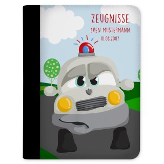 Zeugnismappe / Dokumentemappe Auto-Cartoon Polizei