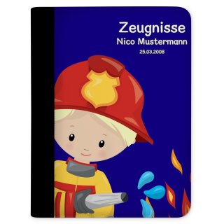 Zeugnismappe / Dokumentemappe Feuerwehrmann Blau