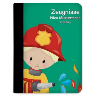 Zeugnismappe / Dokumentemappe Feuerwehrmann Petrol