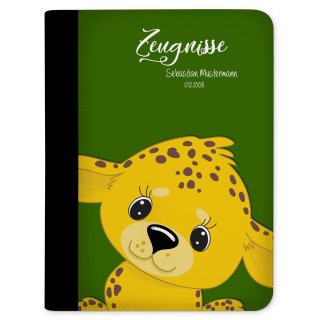 Zeugnismappe / Dokumentemappe Leopard Grün