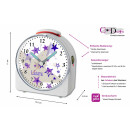 Kinder Funkwecker weiß Motiv Sterne Lila Grau