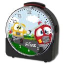 Kinder Funkwecker schwarz Motiv Auto-Cartoon
