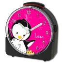 Kinder Funkwecker schwarz Motiv Pinguin Pink