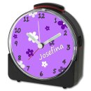 Kinder Funkwecker schwarz Motiv Blumen Lila