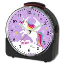 Kinder Funkwecker schwarz Motiv Einhorn  Lila