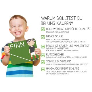 Kinder Frühstücksbrettchen  Fußball   persnoalisiert, Kunststoff, 20 x 25 cm