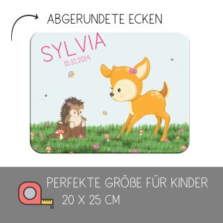 Kinder Frühstücksbrettchen  Reh   persnoalisiert, Kunststoff, 20 x 25 cm