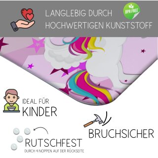 Kinder Frühstücksbrettchen  Einhorn   persnoalisiert, Kunststoff, 20 x 25 cm