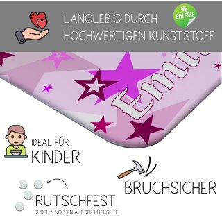 Kinder Frühstücksbrettchen  Sterne   persnoalisiert, Kunststoff, 20 x 25 cm