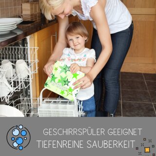 Kinder Frühstücksbrettchen  Sterne Grün   persnoalisiert, Kunststoff, 20 x 25 cm