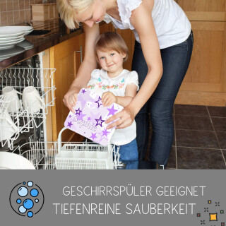 Kinder Frühstücksbrettchen  Sterne Lila   persnoalisiert, Kunststoff, 20 x 25 cm