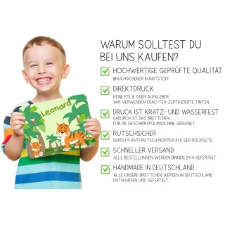 Kinder Frühstücksbrettchen  Safari-Löwe   persnoalisiert, Kunststoff, 20 x 25 cm