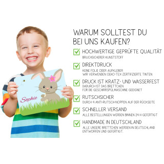 Kinder Frühstücksbrettchen  Hase   persnoalisiert, Kunststoff, 20 x 25 cm
