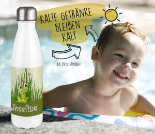 Edelstahl Thermoflasche weiß 350 ml Frosch-Graß-Karo