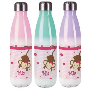 Edelstahl Termosflasche bunt Affe hängend Farbe rosa