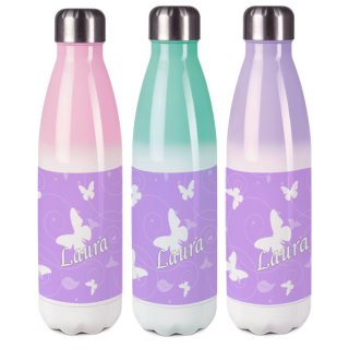 Edelstahl Thermoflasche bunt Schmetterling Ornamente Farbe lila