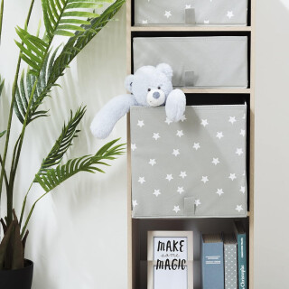 Aufbewahrungsbox Sterne grau, faltbar 29 x 30 x 29 cm