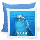 Kissen Blau mit Federfüllung Delfin