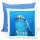 Kissen Blau mit Federfüllung Delfin