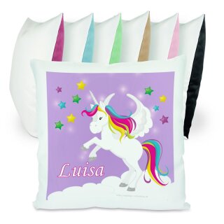 Kissen bunt Einhorn lila