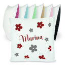 Kissen bunt Blumen grau brombeere