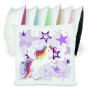 Kissen bunt Einhorn Sterne lila