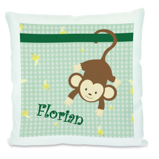Kissen weiß Affe grün