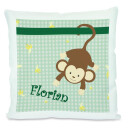 Kissen weiß Affe grün