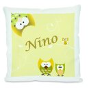 Kissen weiß Eule grün