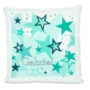 Kissen weiß Sterne türkis