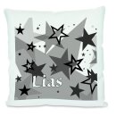 Kissen weiß Sterne schwarz