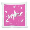 Kissen weiß Schmetterling rosa