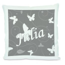 Kissen weiß Schmetterling grau