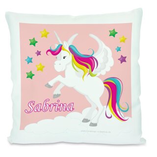 Kissen weiß Einhorn rosa