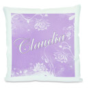 Kissen weiß Blumen flieder