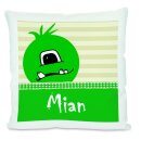 Kissen weiß Monster grün