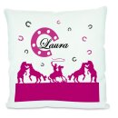 Kissen weiß Cowboy Pferde pink
