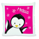 Kissen weiß Pinguin pink